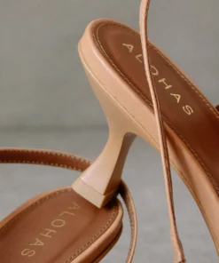 ALOHAS Shoes Asymmetric Straps Camel