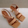 ALOHAS Shoes Asymmetric Straps Camel