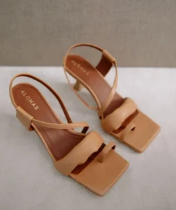 ALOHAS Shoes Asymmetric Straps Camel