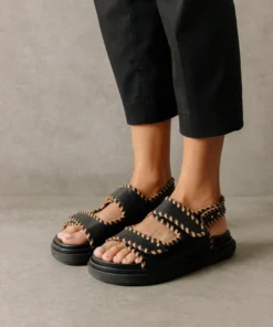 ALOHAS Barrel Black Tan Sandals