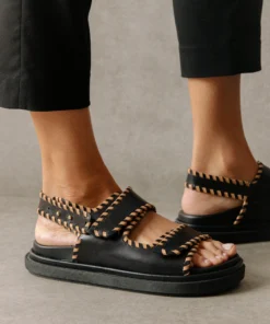 ALOHAS Barrel Black Tan Sandals