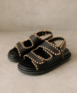 ALOHAS Barrel Black Tan Sandals
