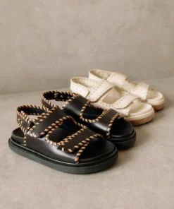 ALOHAS Barrel Black Tan Sandals