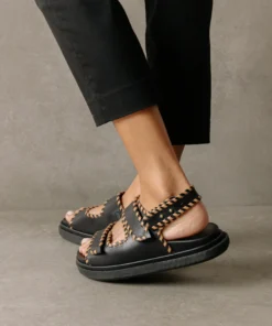 ALOHAS Barrel Black Tan Sandals