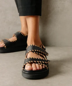 ALOHAS Barrel Black Tan Sandals