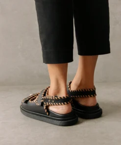 ALOHAS Barrel Black Tan Sandals