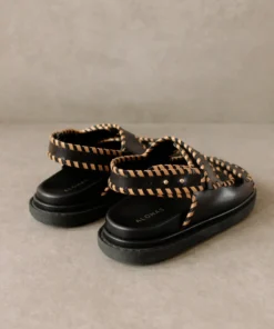 ALOHAS Barrel Black Tan Sandals