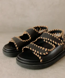 ALOHAS Barrel Black Tan Sandals