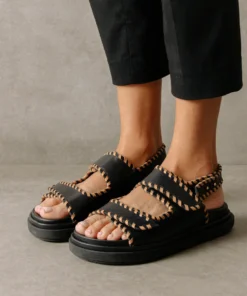 ALOHAS Barrel Black Tan Sandals