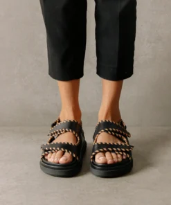 ALOHAS Barrel Black Tan Sandals