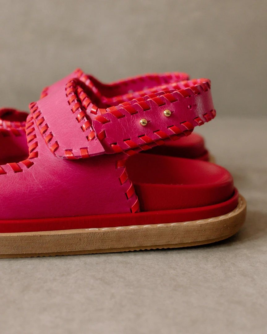 ALOHAS Shoes Barrel Lipstick Red Magenta Sandals 6 ALOHAS Shoes Barrel Lipstick Red Magenta Sandals