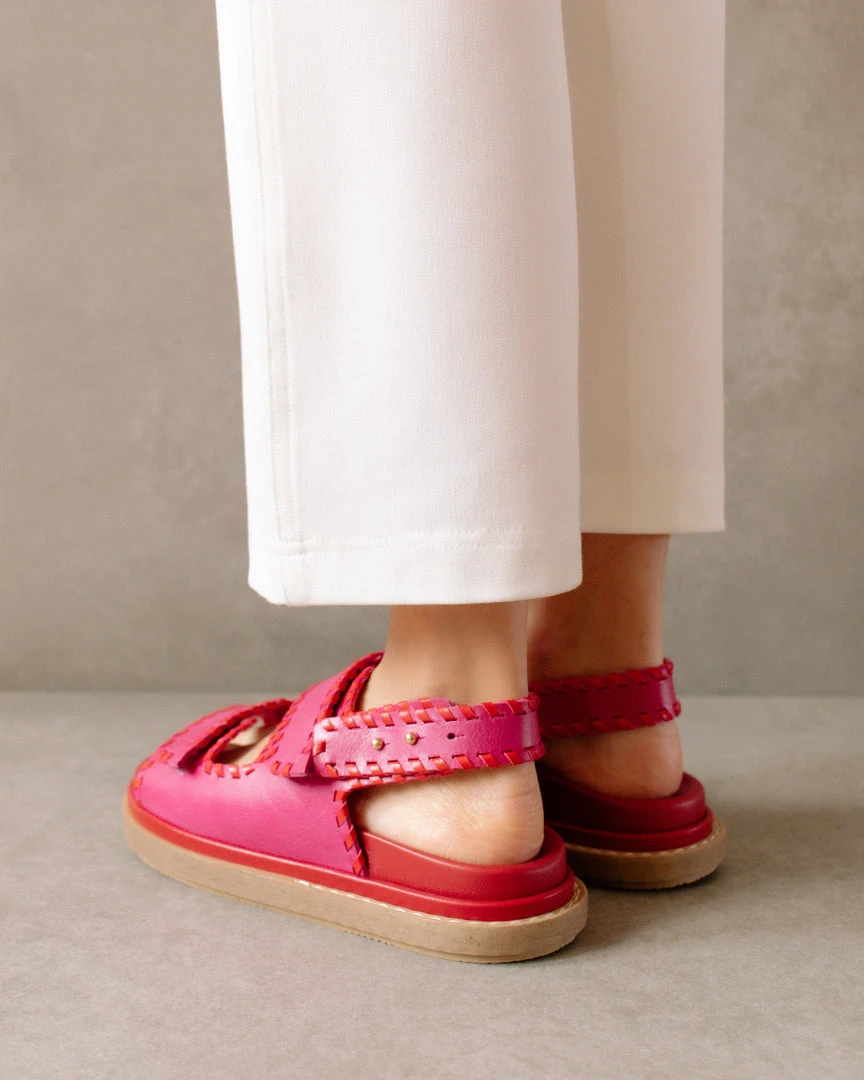 ALOHAS Shoes Barrel Lipstick Red Magenta Sandals 5 ALOHAS Shoes Barrel Lipstick Red Magenta Sandals