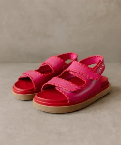 ALOHAS Shoes Barrel Lipstick Red Magenta Sandals
