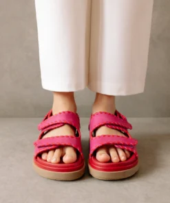 ALOHAS Shoes Barrel Lipstick Red Magenta Sandals 21 ALOHAS Shoes Barrel Lipstick Red Magenta Sandals