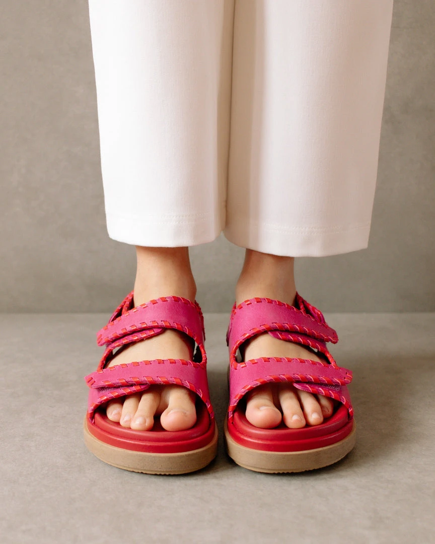 ALOHAS Shoes Barrel Lipstick Red Magenta Sandals 8 ALOHAS Shoes Barrel Lipstick Red Magenta Sandals