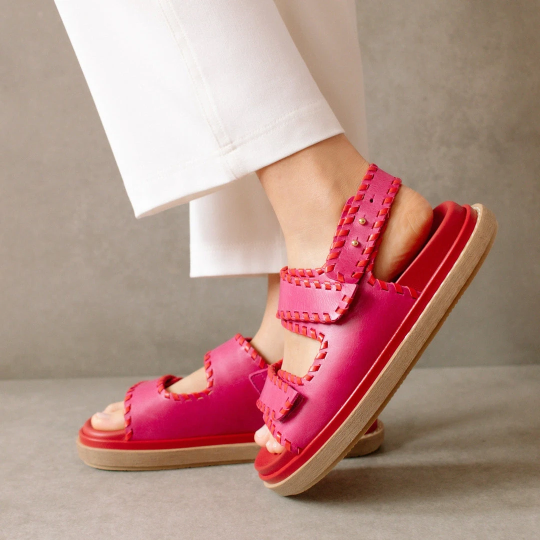 ALOHAS Shoes Barrel Lipstick Red Magenta Sandals 3 ALOHAS Shoes Barrel Lipstick Red Magenta Sandals