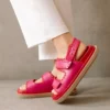 ALOHAS Shoes Barrel Lipstick Red Magenta Sandals