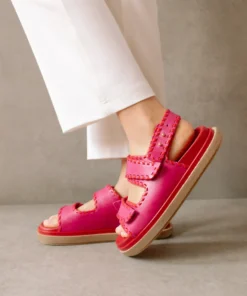 ALOHAS Shoes Barrel Lipstick Red Magenta Sandals