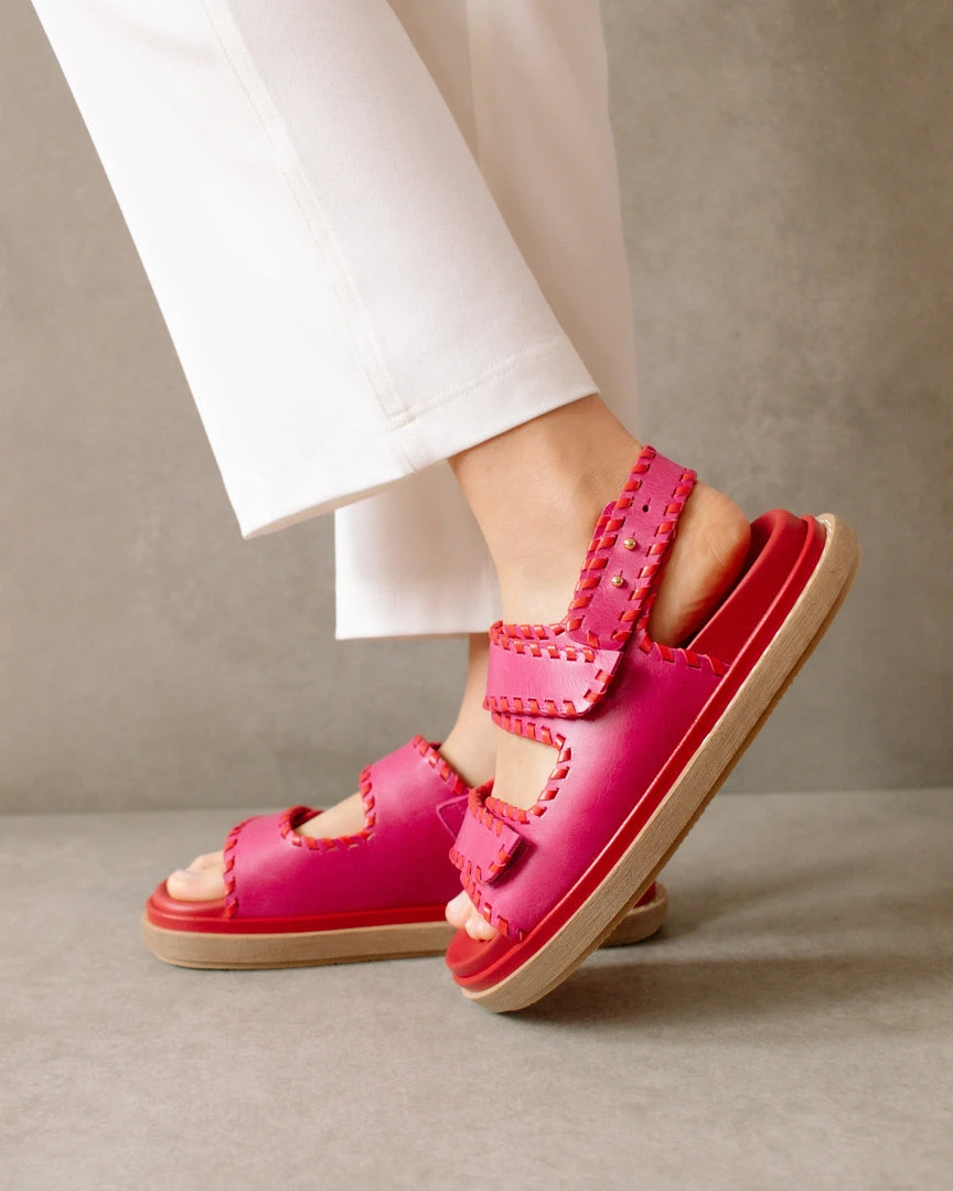 ALOHAS Shoes Barrel Lipstick Red Magenta Sandals 1 ALOHAS Shoes Barrel Lipstick Red Magenta Sandals