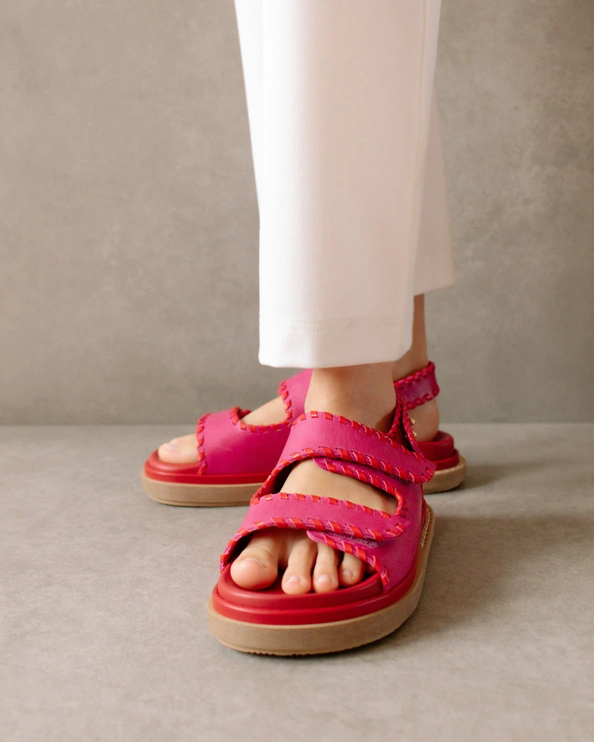 ALOHAS Shoes Barrel Lipstick Red Magenta Sandals 4 ALOHAS Shoes Barrel Lipstick Red Magenta Sandals