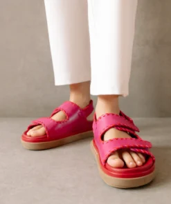 ALOHAS Shoes Barrel Lipstick Red Magenta Sandals 22 ALOHAS Shoes Barrel Lipstick Red Magenta Sandals