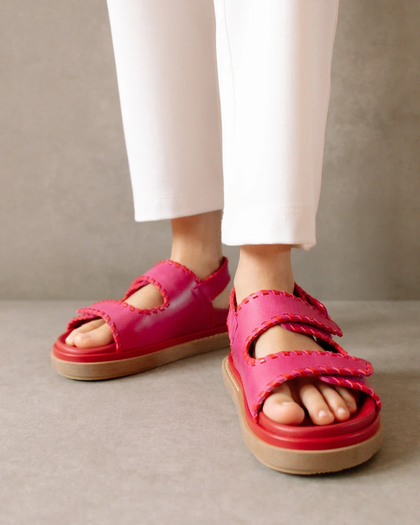 ALOHAS Shoes Barrel Lipstick Red Magenta Sandals 9 ALOHAS Shoes Barrel Lipstick Red Magenta Sandals