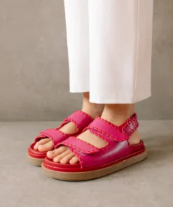 ALOHAS Shoes Barrel Lipstick Red Magenta Sandals 23 ALOHAS Shoes Barrel Lipstick Red Magenta Sandals