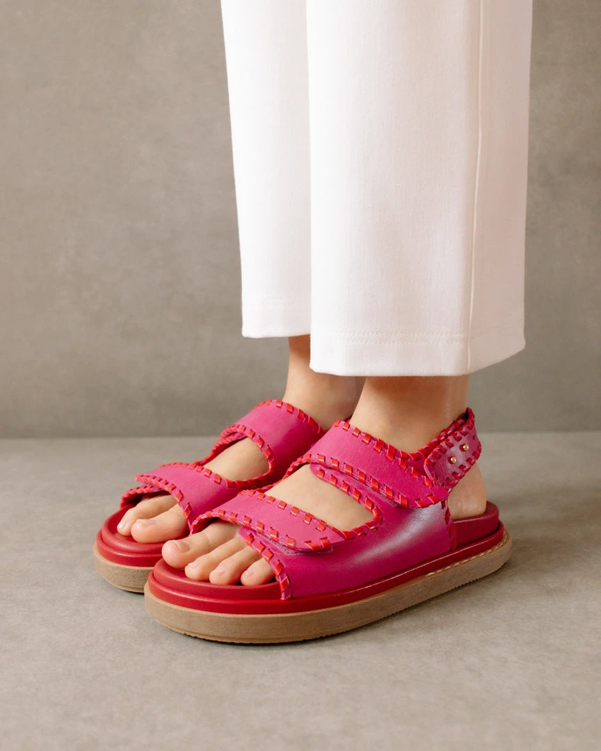 ALOHAS Shoes Barrel Lipstick Red Magenta Sandals 10 ALOHAS Shoes Barrel Lipstick Red Magenta Sandals