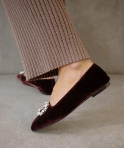 ALOHAS Bella Crystal Velvet Coffee Brown Shoes