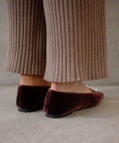 ALOHAS Bella Crystal Velvet Coffee Brown Shoes