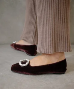 ALOHAS Bella Crystal Velvet Coffee Brown Shoes