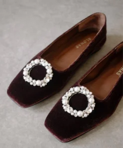 ALOHAS Bella Crystal Velvet Coffee Brown Shoes