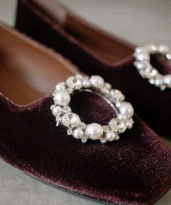 ALOHAS Bella Crystal Velvet Coffee Brown Shoes