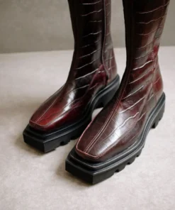 ALOHAS Shoes Block Croco Dark Burgundy