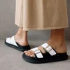 ALOHAS Buckle Strap Black White Shoes
