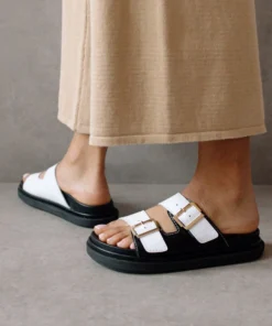 ALOHAS Buckle Strap Black White Shoes
