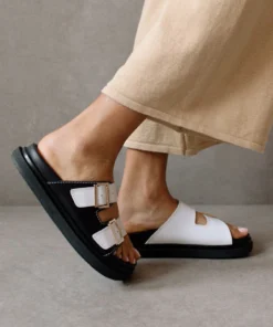 ALOHAS Buckle Strap Black White Shoes