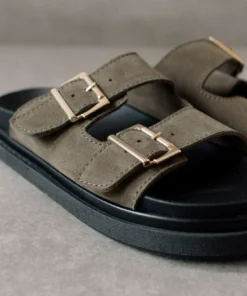 ALOHAS Buckle Strap Suede Khaki
