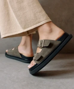 ALOHAS Buckle Strap Suede Khaki