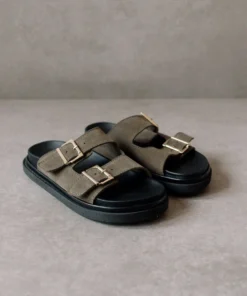 ALOHAS Buckle Strap Suede Khaki