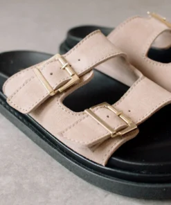 ALOHAS Buckle Strap Suede Taupe