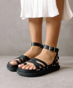 ALOHAS Shoes Buckle Up Black Sandal