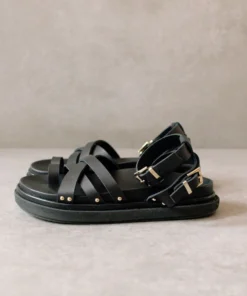 ALOHAS Shoes Buckle Up Black Sandal