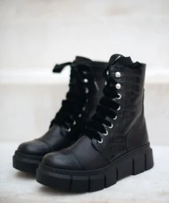 ALOHAS Can Can Black Croco Shoes