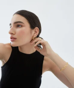 ALOHAS Accessories Chain Hoop Earrings Gold