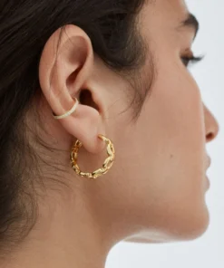 ALOHAS Accessories Chain Hoop Earrings Gold