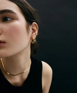 ALOHAS Accessories Chain Hoop Earrings Gold