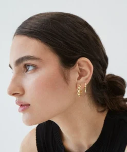 ALOHAS Accessories Chain Hoop Earrings Gold