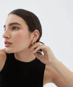 ALOHAS Accessories Chain Hoop Earrings Gold