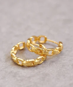 ALOHAS Accessories Chain Hoop Earrings Gold